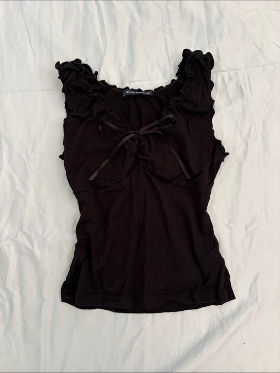 Brandy Melville Tops - Brandy Melville Black Ruffle Tie-Front Top